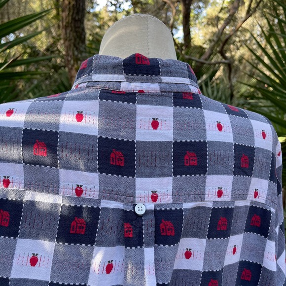 Vintage 90s Blue White Plaid School House Apple Short Sleeves Liz and Me Size 4X - Picture 6 of 11
